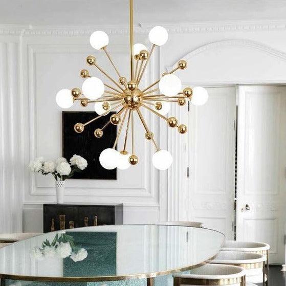 Caseraria lampadario ottone Esplosione sfere Opale