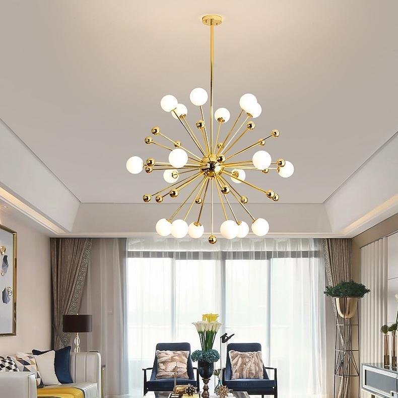 Caseraria lampadario ottone Esplosione sfere Opale