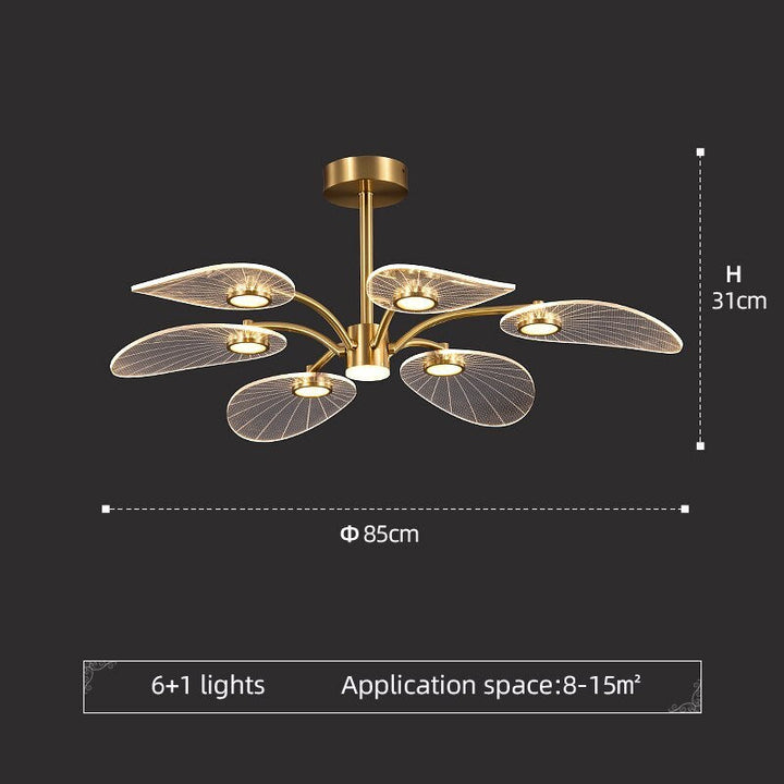 Arisha Arte Deco Foglia LED Lampade a Sospensione Metallo Acrilico Oro Camera da Letto