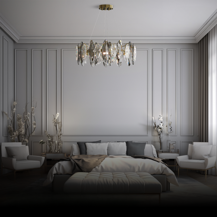 Kristy Cristallo LED Vetro/Metallo Lampadari Ellittica Oro Soggiorno