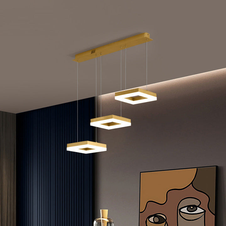 Arisha Moderne LED Lampade a Sospensione Metallo Oro 3 Luci Quadrato