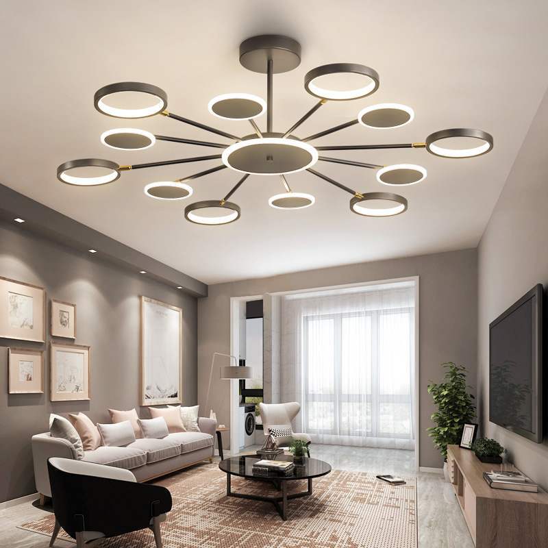 Arisha Modern LED Lampadari Geometrica Nero Metallo Acrilico Sala Studio/Soggiorno/Camera da Letto