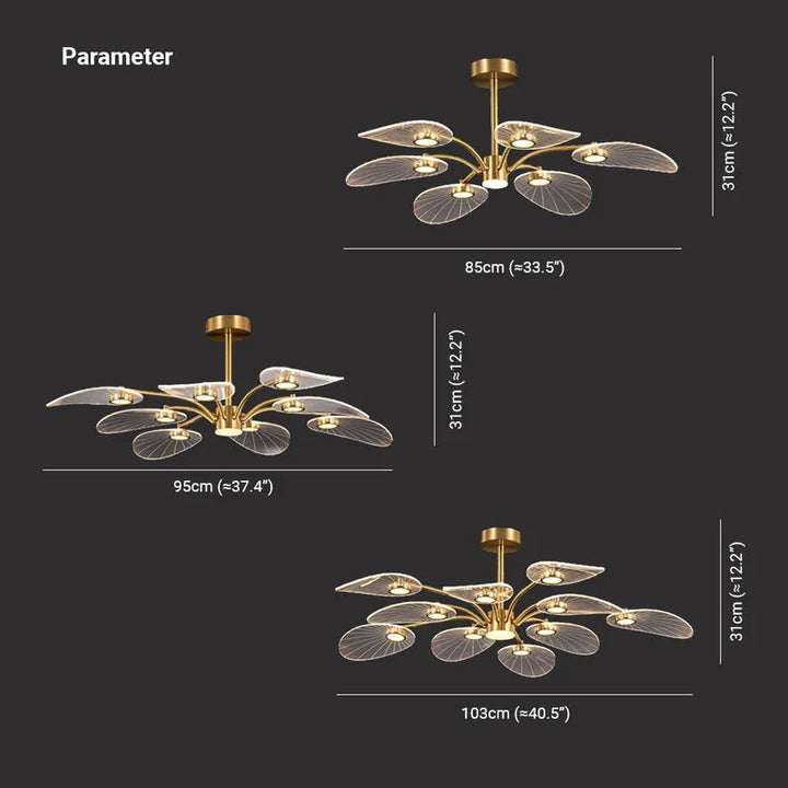 Arisha Arte Deco Foglia LED Lampade a Sospensione Metallo Acrilico Oro Camera da Letto